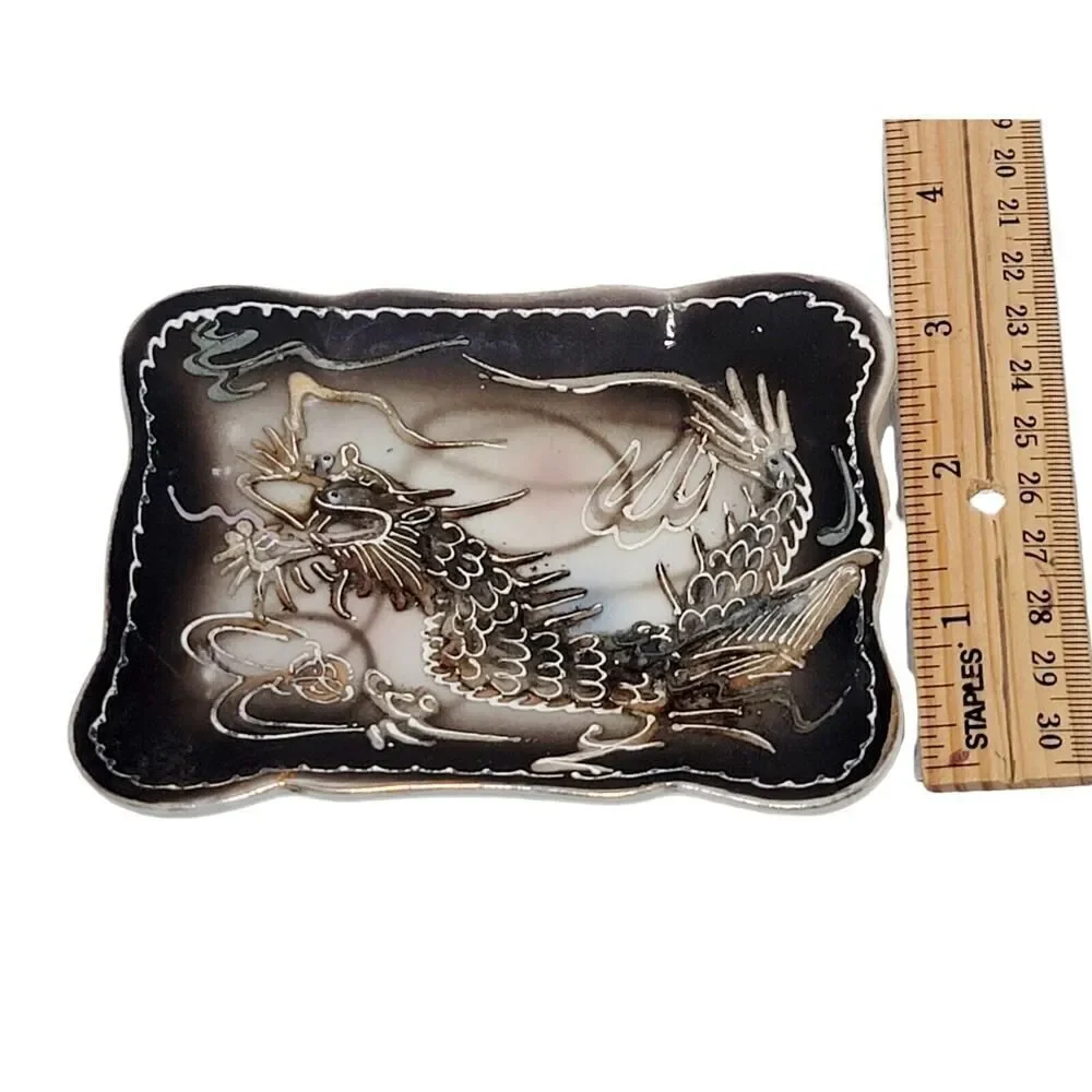Vintage Moriage Dragonware Hand Painted‎ Dragon Jewelry Trinket Dish Japan